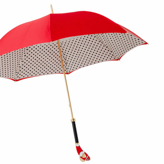 Fish pattern enameled brass handmade Italian double cloth umbrella side