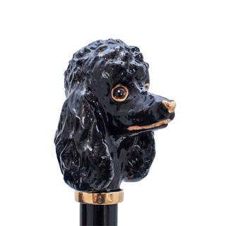 Black poodle handmade Italian enameled brass umbrella detail