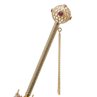 Classic Italian brass polished sphere handle umbrella canopy detail