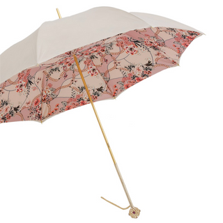 Classic Italian brass polished sphere handle umbrella side view