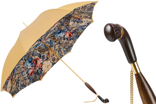 Vintage wooden handle Swarovski crystal handmade Italian umbrella front view