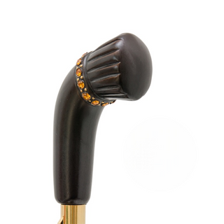 Vintage wooden handle Swarovski crystal handmade Italian umbrella canopy