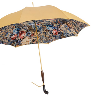 Vintage wooden handle Swarovski crystal handmade Italian umbrella side view