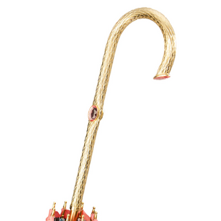 Pink floral handmade Italian double cloth jeweled brass umbrella canopy