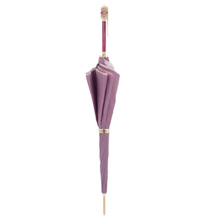 Light purple floral Italian handmade parasol jeweled handle close-up