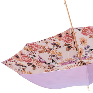 Light purple floral Italian handmade parasol jeweled handle detail