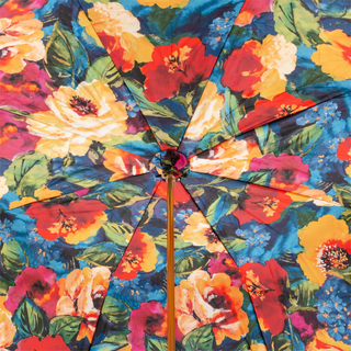 Luxury floral handmade Italian jeweled brass umbrella top view