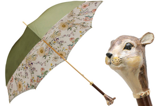 Luxury squirrel handmade Italian enameled brass weather-resistant umbrella front
