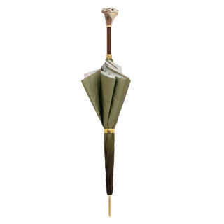 Luxury squirrel handmade Italian enameled brass umbrella canopy detail