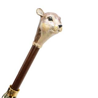 Luxury squirrel handmade Italian enameled brass umbrella open canopy