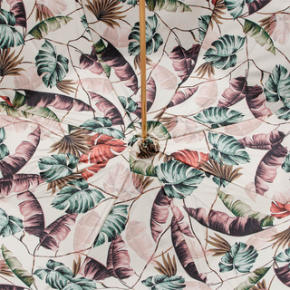 Tropical bordeaux handmade Italian leather handle umbrella top view