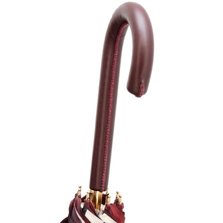 Tropical bordeaux handmade Italian leather handle umbrella canopy