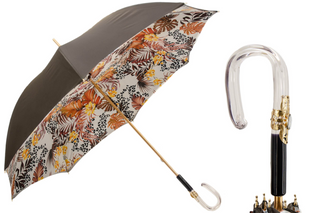 Handmade autumn Italian manual acetate handle rain umbrella front view