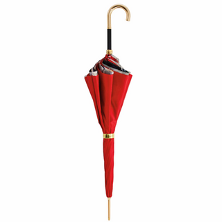 Manual red brass handle luxury Italian women's umbrella close-up handle detail