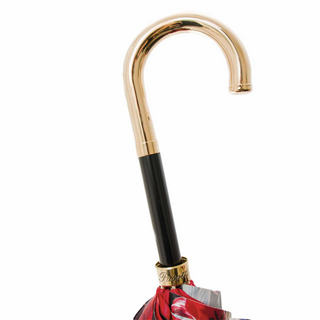 Manual red brass handle luxury Italian women's umbrella canopy detail