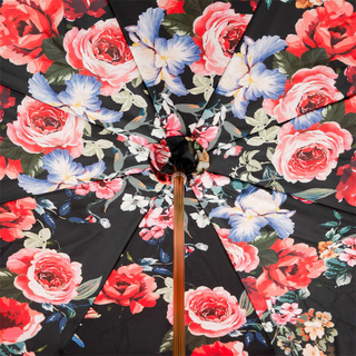 Manual red brass handle luxury Italian women's umbrella open canopy