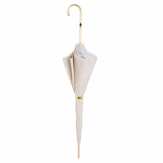 Ivory floral handmade Italian brass handle parasol umbrella close-up