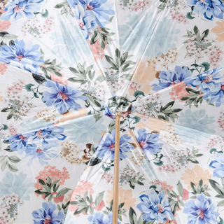 Ivory floral handmade Italian brass parasol umbrella open canopy