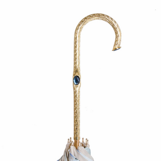 Ivory floral handmade Italian brass parasol umbrella canopy detail