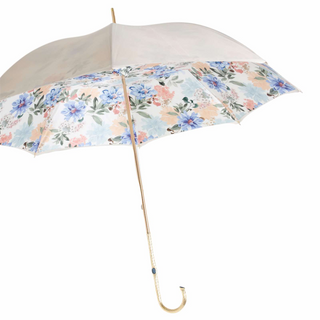Ivory floral handmade Italian brass handle parasol umbrella side