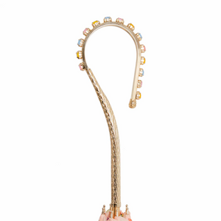 Luxury designer handmade Italian jeweled handle pink umbrella detail