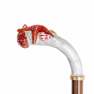 Starfish enameled brass handmade Italian luxury umbrella detail