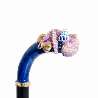 Blue starfish handmade Italian enameled brass umbrella detail