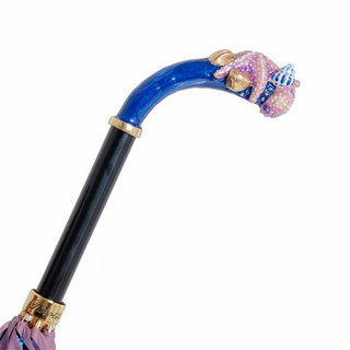 Blue starfish handmade Italian enameled brass umbrella handle