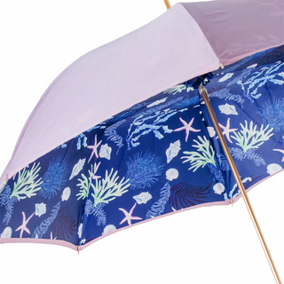 Blue starfish handmade Italian enameled brass umbrella top view