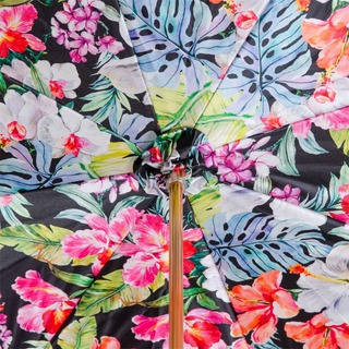Flowered white handmade Italian genuine leather umbrella top view