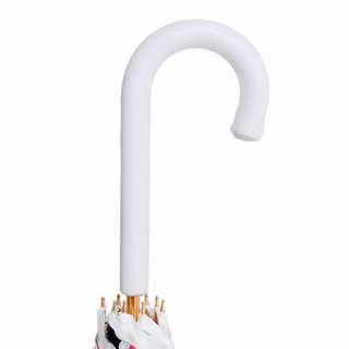 Flowered white handmade Italian genuine leather umbrella canopy detail