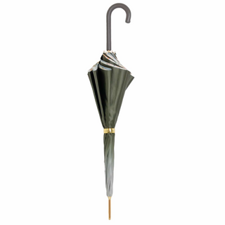 Grey floral interior leather handle Italian handmade umbrella close-up