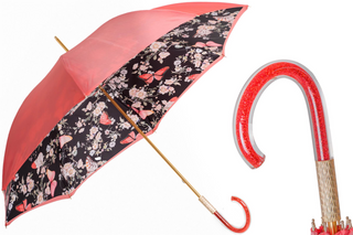 Coral tint butterfly pattern interior handmade Italian umbrella front view