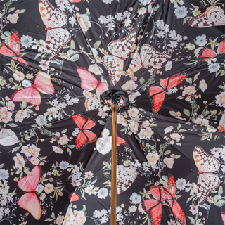 Coral tint butterfly pattern interior handmade Italian umbrella open canopy