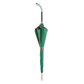 Luxury peacock handmade Italian double cloth manual umbrella close-up