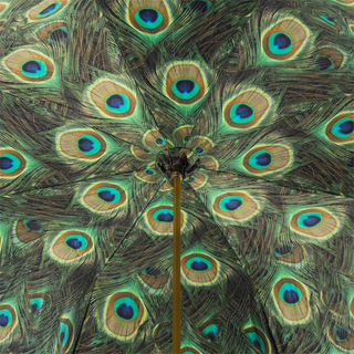 Luxury peacock handmade Italian double cloth manual umbrella open