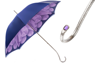 Purple dahlia double cloth manual women's brass handle luxury umbrella front