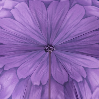 Purple dahlia manual luxury umbrella brass handle open canopy