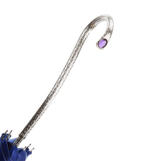 Purple dahlia double cloth umbrella brass handle canopy detail