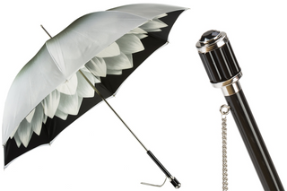 Silver dahlia handmade Italian double cloth polyester gift box umbrella front