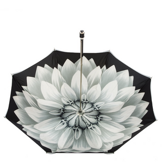 Silver dahlia handmade Italian double cloth gift box umbrella top