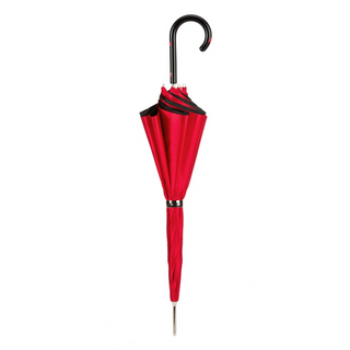 Designer ladybug double cloth wooden handle umbrella close-up