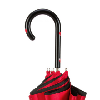 Designer ladybug double cloth wooden handle umbrella canopy