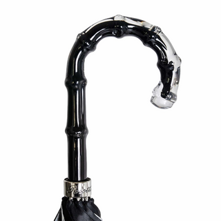 Black canopy designer handmade Italian acetate gift box umbrella detail