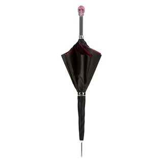 Luxury skull handmade Italian Swarovski double canopy umbrella close-up