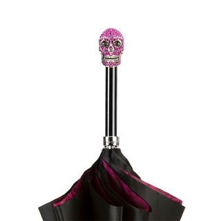 Luxury skull handmade Italian Swarovski double canopy umbrella detail