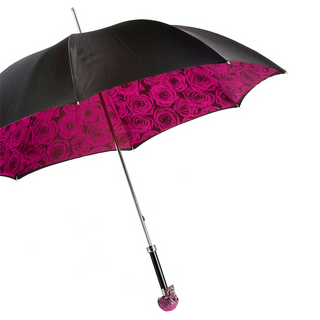 Luxury skull handmade Italian Swarovski double canopy umbrella side view
