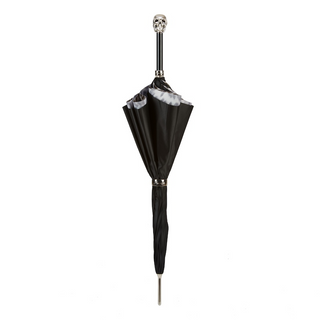 Luxury animalier black white silver skull handmade Italian umbrella close-up