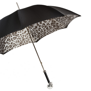 Luxury animalier black white silver skull handmade Italian umbrella side