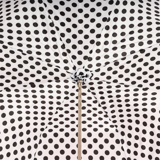 Red polka dots handmade Italian double cloth Swarovski umbrella open canopy
